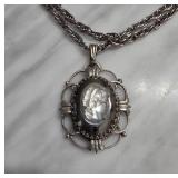 Oval Cameo Pendant Necklace with Chain