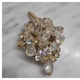 Gold-Tone Crystal and Rhinestone Brooch