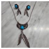 Sterling Silver Navajo Elaine Sam Necklace Set