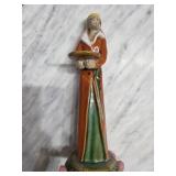 Hand-Painted Ceramic Figure Dog Holding a Plate