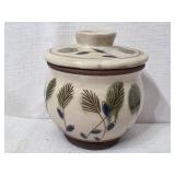 Lidded Handmade Pottery Jar with Arabic Signature