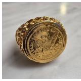 Gold-Tone Ring with Eagle Design and 1878 Date