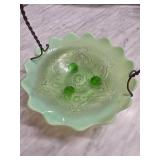 Northwood Lattice Medallions Glass Dish with Handl