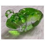 Green Glass Frog Sculpture Large