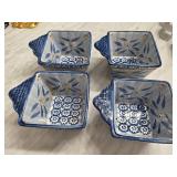 4pc Temp-tations Blue Floral Ceramic Bakeware
