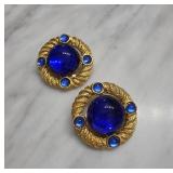Park Lane Gold-Tone Clip-On Earrings with Blue Sto