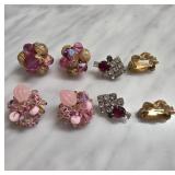 Three Pairs of Colorful Clip-On Earrings