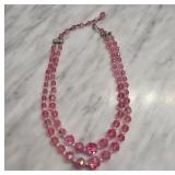 Faceted Pink Glass Beaded Necklace