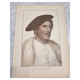 1884 Engraved Portrait from Hans Holbein Drawing