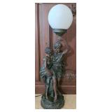 Bronze-Toned Sculpture Lamp with Two Figures