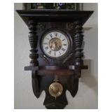 Wall-Mounted Wooden Pendulum Clock with Roman Nume