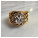 Sterling Silver Ring With Gold Overlay and Stones