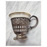Sterling Silver and Porcelain German Cup