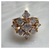 Gold-Plated Ring With Clear Stones