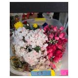 Artificial Floral Arrangement in Plastic Bin