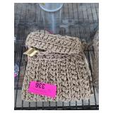 Beige Sharif Knitted Bag with Metallic Accent