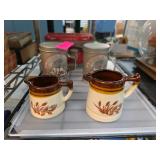 Ceramic Creamer, Sugar Pot, and Metal Shaker Set