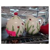 Libby White Ladybug-Themed Ceramic Pitcher and Jar