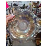 Iridescent Glass Bowl with Floral Design