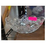 Cut Glass Bowl With Floral Etching
