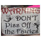 Decorative Metal Warning Sign with Fairy Theme