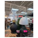 Two Small Oil Lamps with Glass Shades