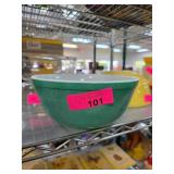 Green Pyrex Mixing Bowl with White Interior