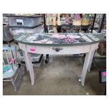 Hand-Painted Half-Moon Console Table
