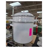 White Enamelware Double Boiler With Lid