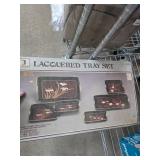 Lacquered Tray Set with Floral Design