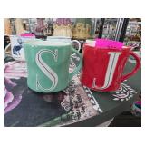 Ceramic Initial S and J Mugs ANTHROPOLOGIE