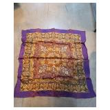 Silk Scarf with Ornate Gold Print