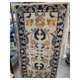 Handmade Wool Needlepoint Rug with Floral Motif