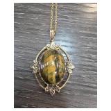 Pendant Necklace Featuring Large Oval Stone