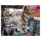 Ceramic Dog Figurine with Brown and White Glaze