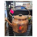 Hammered Copper Teapot with Brass Handle
