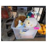 Plush Toys in Clear Storage Bin
