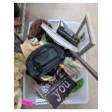 Household Items in Plastic Bin