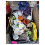 Household Items in Plastic Bin