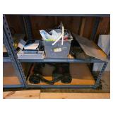 Garage Items on Metal Shelving