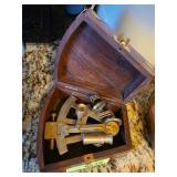 Brass Sextant with Wooden Storage Case