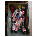 Plastic Bin With Multiple Automotive Cleaning Prod