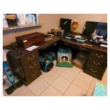 Wooden L-Shaped Desk with Storage Drawers