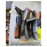 Hand Tools in Plastic Bin