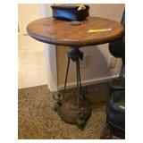 Round Wooden Top Table with Decorative Base