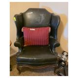 Black Leather Wingback Chair by Globe Furniture