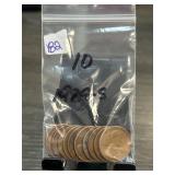 Ten Wheat Pennies 1929-S