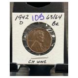 1942-D Lincoln Wheat Penny CH UNC BR Condition
