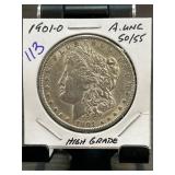 1901-O Morgan Silver Dollar Graded AU 50/55