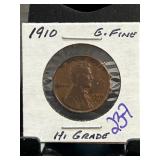 1910 Lincoln Wheat Cent Graded as Extra Fine